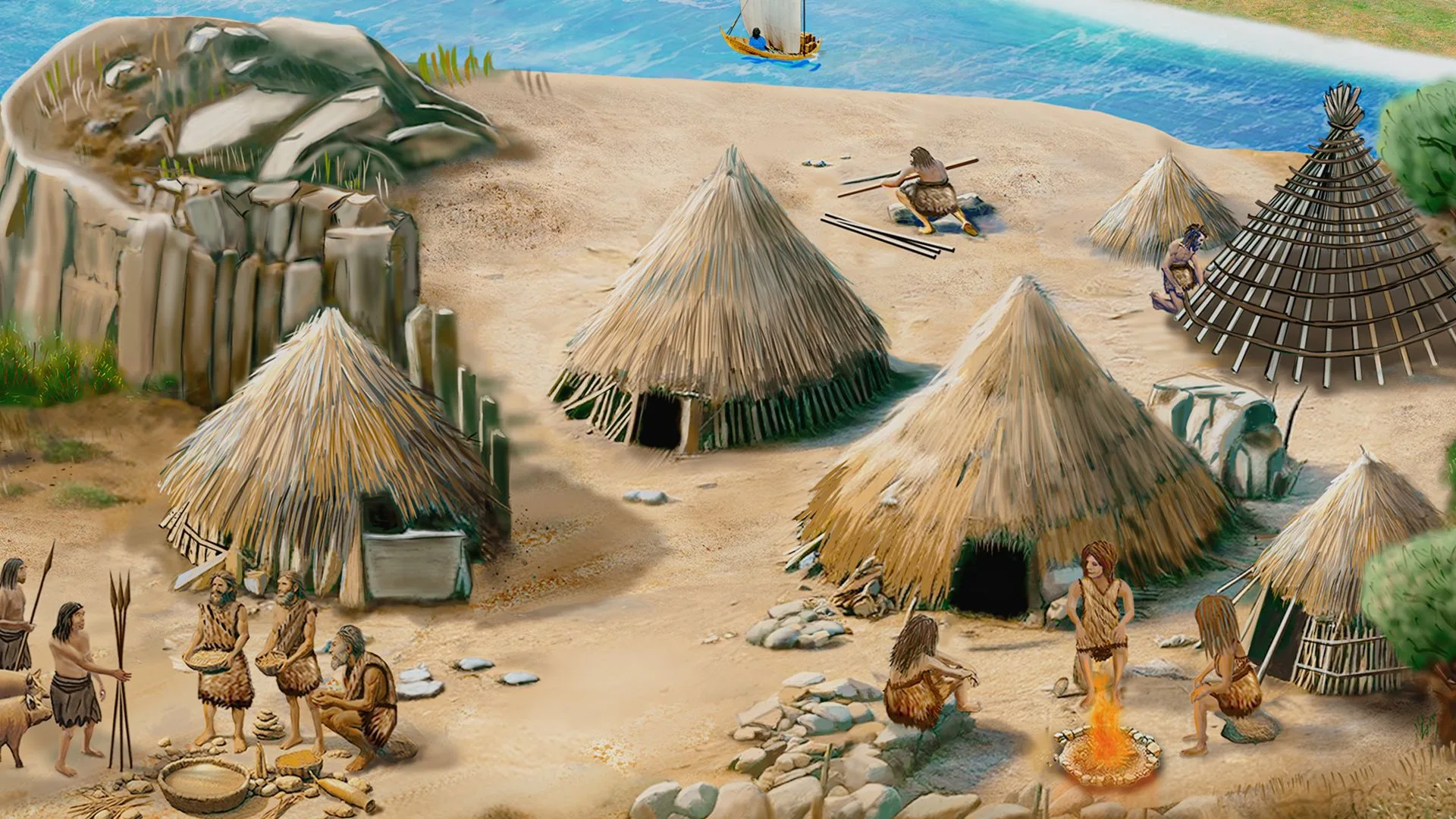 INCEPTUM: Dawn of Civilizations board game showing Ancient Age settlement.