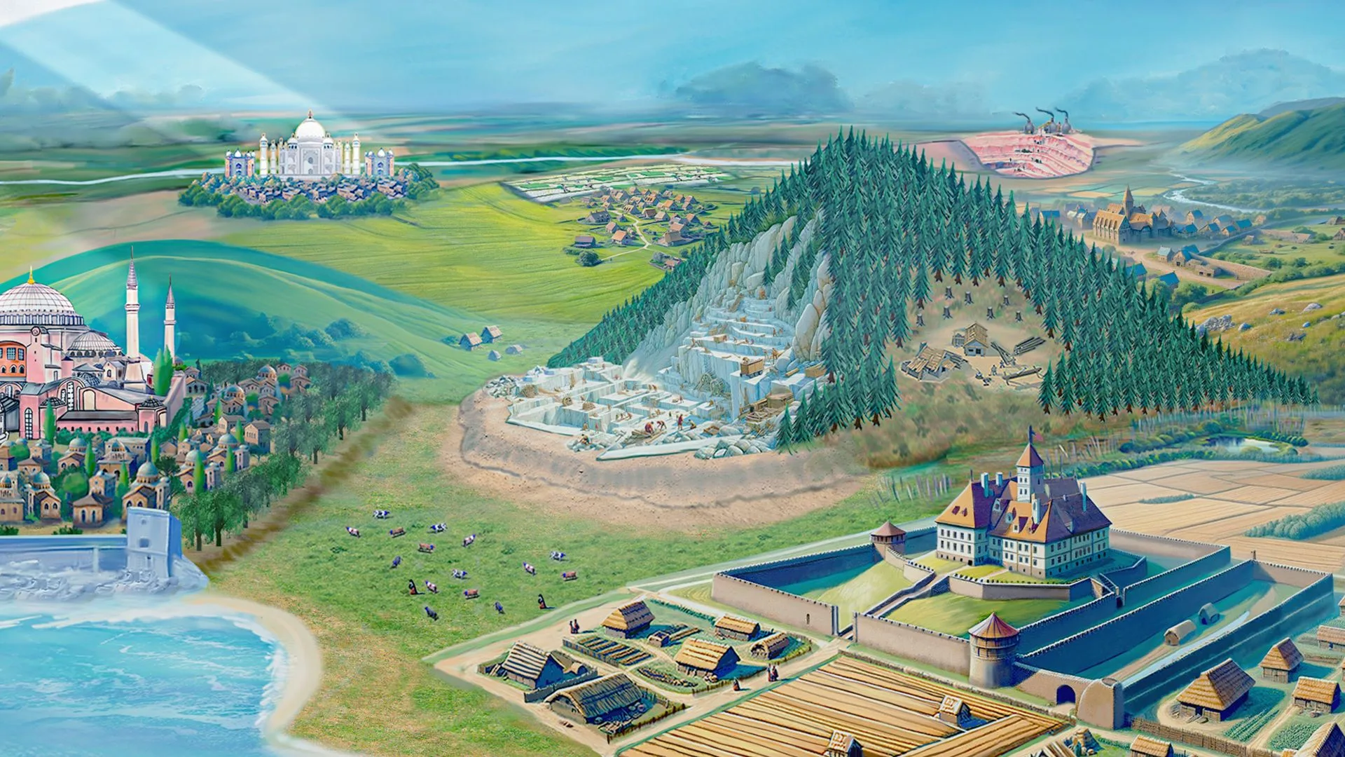 INCEPTUM: Dawn of Civilizations board game showing medieval age feudalistic society.